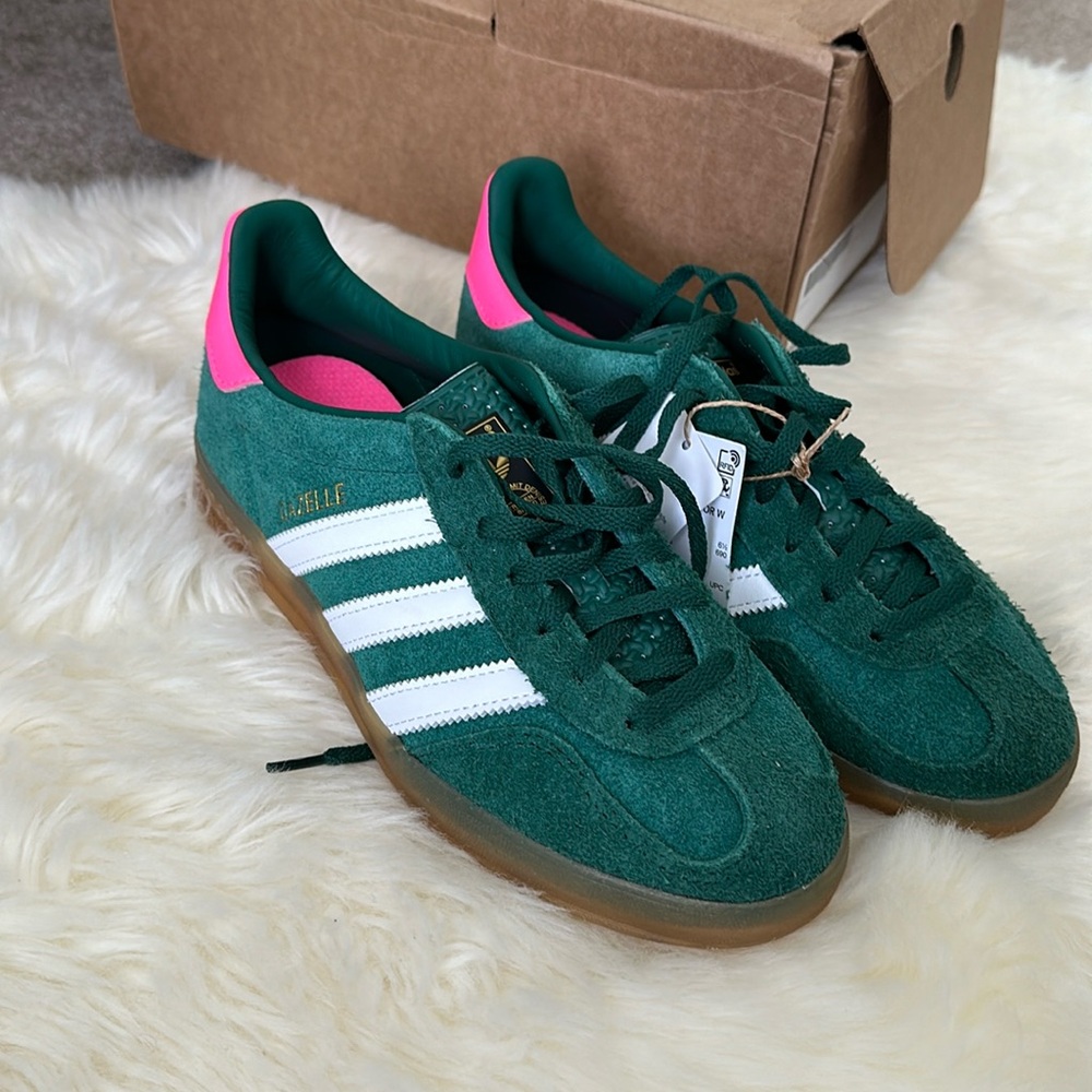 Adidas gazelle collegiate green lucid pink